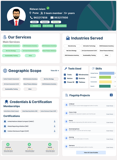 Consultant's Profile Page Design animation branding ui ux website