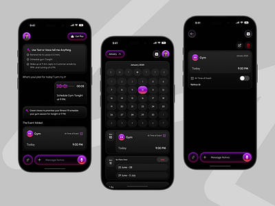 Mobile App - AI-Powered Scheduling Assistant ai ai app ai app design ai interaction ai startup ai voice app app design chat gpt ios app design mobile mobile app mobile app design mobile ui scheduling ui ui interaction