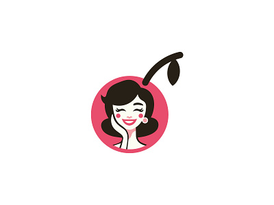 Cute Cherry Girl logo cheery cute design famine fruits girl graphic design logo minimalist playful women