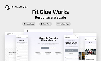 Fit Clue Works 🏁Racing Lessons Landing Page cleanui conversionfocused coupleexperience darkmodeui ecommercewebsite educationplatform figmadesign landingpagedesign motorsport productdesign racingwebsite responsivewebdesign uxdesign webdesign