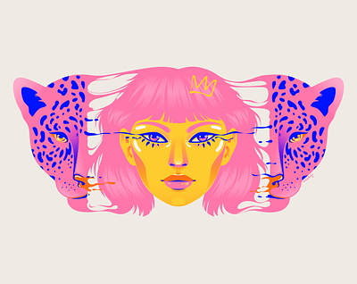 Juma adobe illustrator art concept art empowerment feline female flat girl power illustration portrait puma tiger vector woman