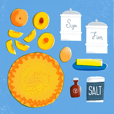 Peach Pie Illustration book illustration colorful cook book illustration digital art editorial illustration illustration ingredients illustration peach pie illustration publication illustration