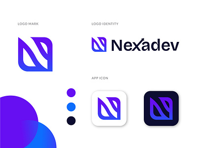 NEXADEV-abstract tech logo design abstract app icon brand brand guidelines brand identity branddesign branding creativelogo gradient identity letter mark letter n logo logo brand logomark modern startupbranding tecgnology tech tech logo