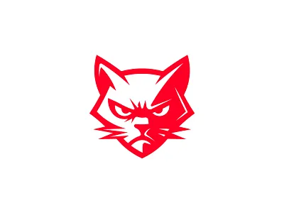 Red fareless cat logo aggressive angry animal branding business care cat clam elegant icon illustration logos pet puppy red standard unique
