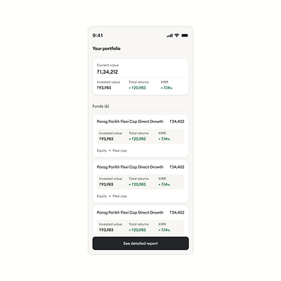 All your mutual funds portfolio - all at one place portfolio product design ui ux