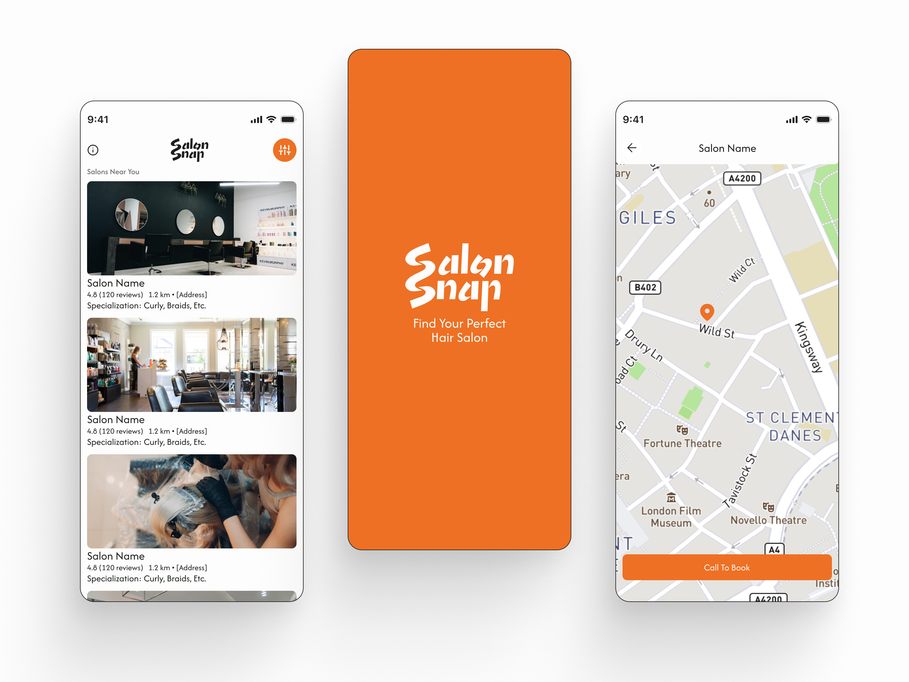 Salon Snap | Booking App | Mobile App Design android app application appointments beauty salon book design hair home page ios logo mobile mobile app mobile interface mobile ui salon splash screen typography ui ux