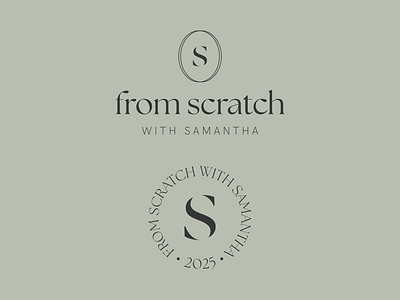 From Scratch - Mom Blog Branding badge logo blog blog branding brand identity brand system branding elegant font elegant logo green health brand lettermark minimalist mom blog soft colors wordmark