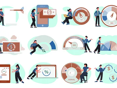 Credit Score Business Illustration Lottie Animation Set 2 finance tech