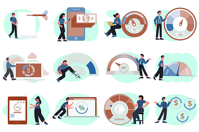 Credit Score Business Illustration Lottie Animation Set 2 finance tech