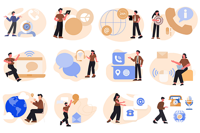 Phone Call, Social Network Illustration Lottie Animation network connection
