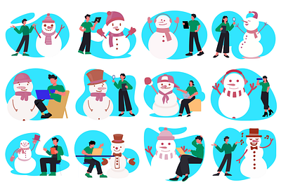 Snowman Character Illustration Lottie Animation lottie winter