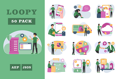 Loopy Illustration Animation Set 2 endless animation