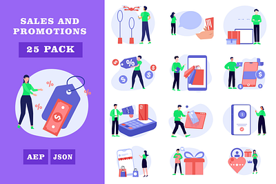 Sales and Promotion Illustration Lottie Animation business promo lottie