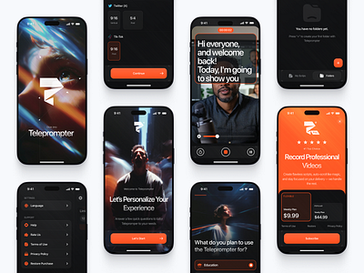 🎥 Cinematic Teleprompter App UI appdesign boldui cinematicdesign contentcreation creatorapp darkmodeui educationapp mobileux recordingapp scriptapp teleprompterui videorecorder videotool