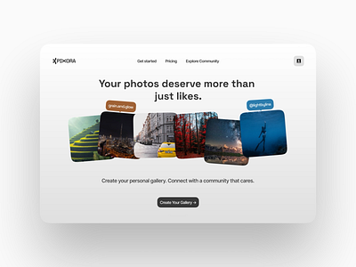 Pixora - Photo Sharing App - Landing Page Concept Design animation branding design graphic design illustration logo motion graphics ui ux vector
