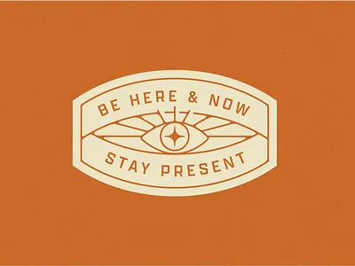 Be Here & Now badge illustration monoline monoweight retro typography vintage