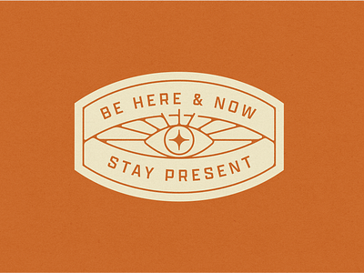 Be Here & Now badge illustration monoline monoweight retro typography vintage
