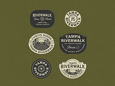 Riverwalk Badge Exploration badge detailed florida illustration retro tampa typography vintage