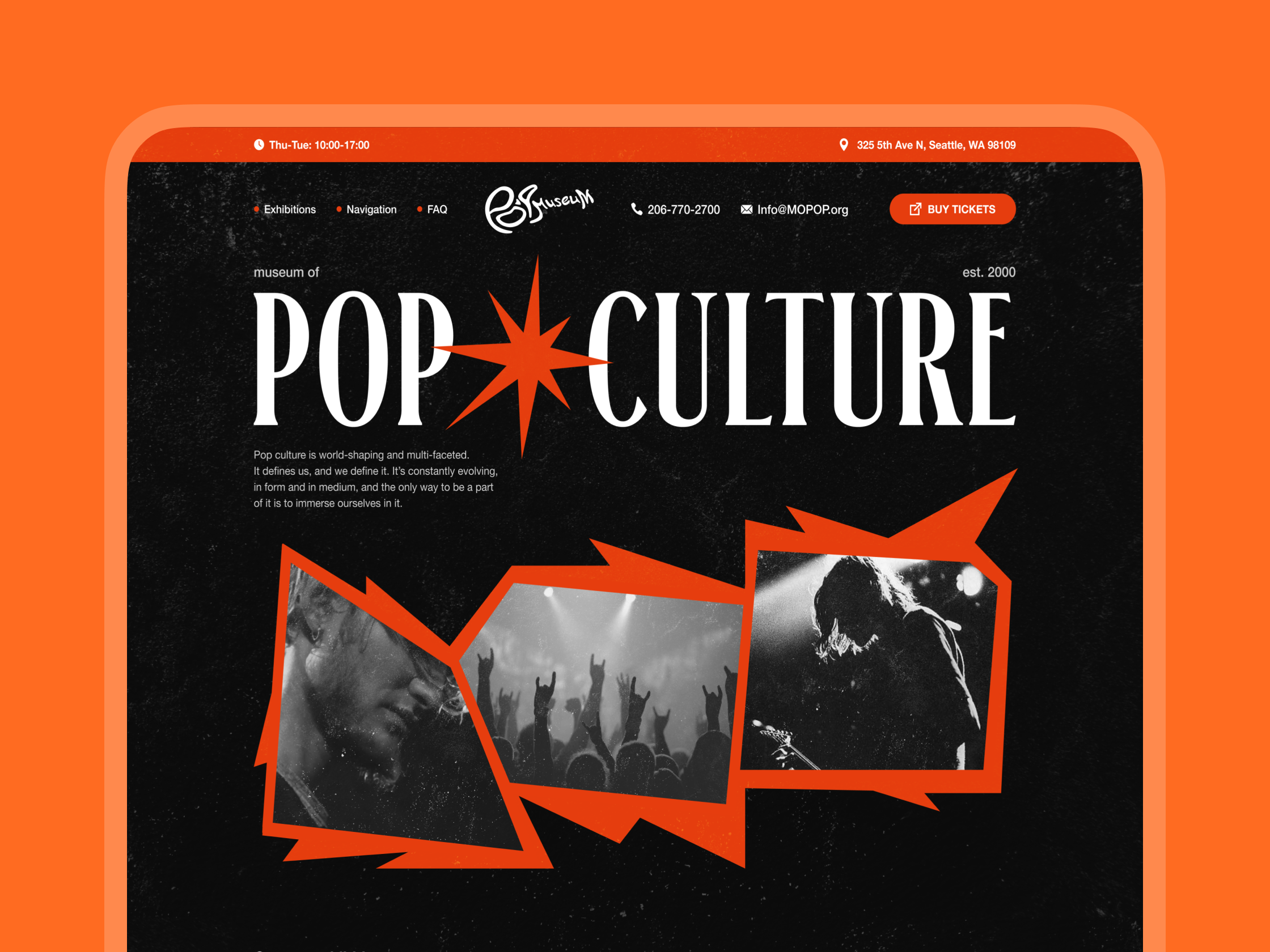 MoPOP Rebranding — Inspired by Seattle's Grunge Legacy branding figma landing page logo uxui