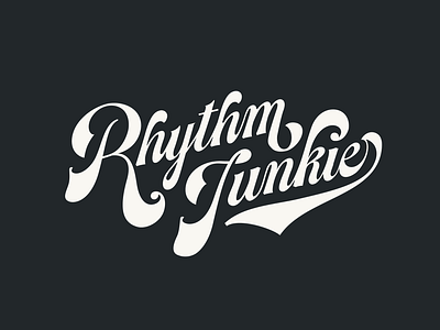 Rhythm Junkie brush script custom lettering fountain pen funky lettering lockup retro script vintage