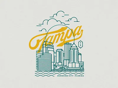 Sunset Over Tampa custom lettering illustration lettering monoline monoweight retro typography vintage
