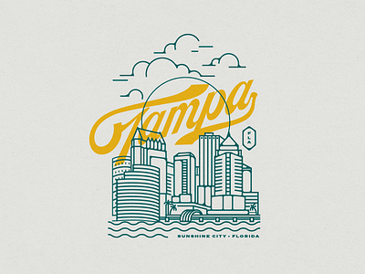 Sunset Over Tampa custom lettering illustration lettering monoline monoweight retro typography vintage