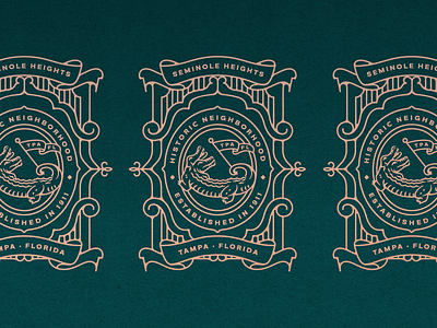 Seminole Heights Historic District badge design illustration monoline monoweight retro typography vintage