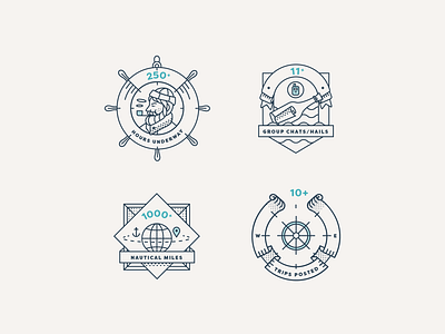 Sea People App Illustrations app icons badge branding design icons illustration monoline monoweight typography ui