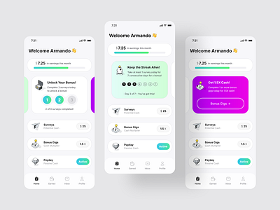 Survey App UI app design gamification mobile product design survey ui ux