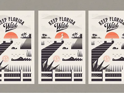 Keep Florida Wild crane custom lettering florida geometric illustration lettering minimal nature parks retro typography vintage wildlife