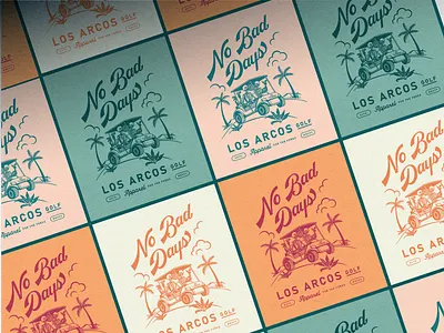 No Bad Days badge custom lettering design florida golf illustration lettering palm trees retro skeletons tshirt typography vintage