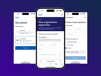Clarifi healthcare webapp asd clinician healthcare mobile order form test kit webapp