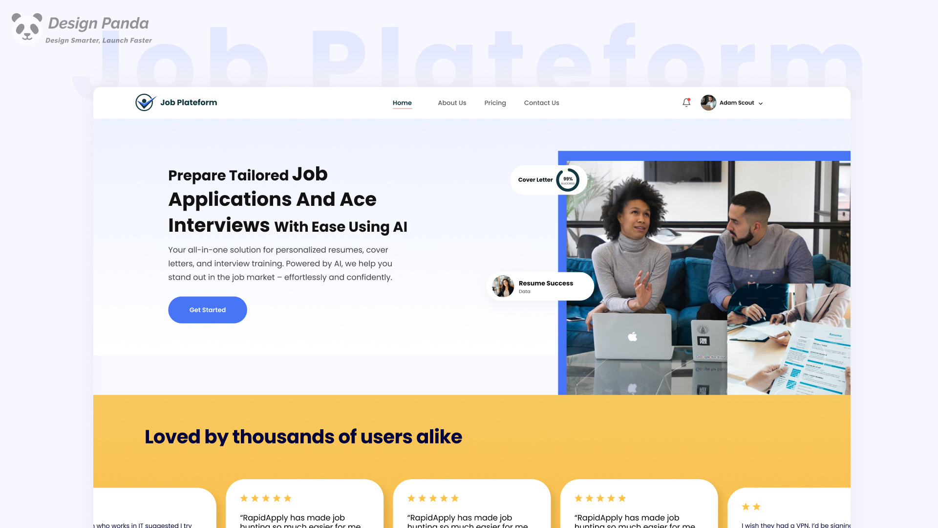 Job Platform - Web app - Ai to help you with Resume writing ai ai resume builder app best branding creative design graphic design illustration job platform logo ui user experience ux web app