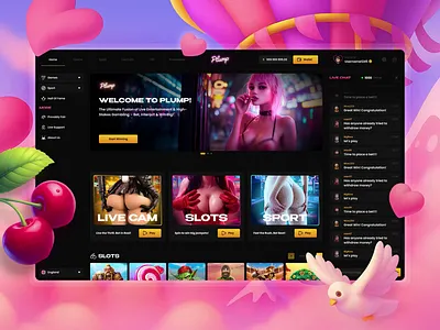 Plump - Hot Casino 18 adult casino adult design betting betting platform casino casino design crypto gambling gambling gambling design gambling ui gamified interface igaming live cam live gambling modern online casino slots sports betting stakes