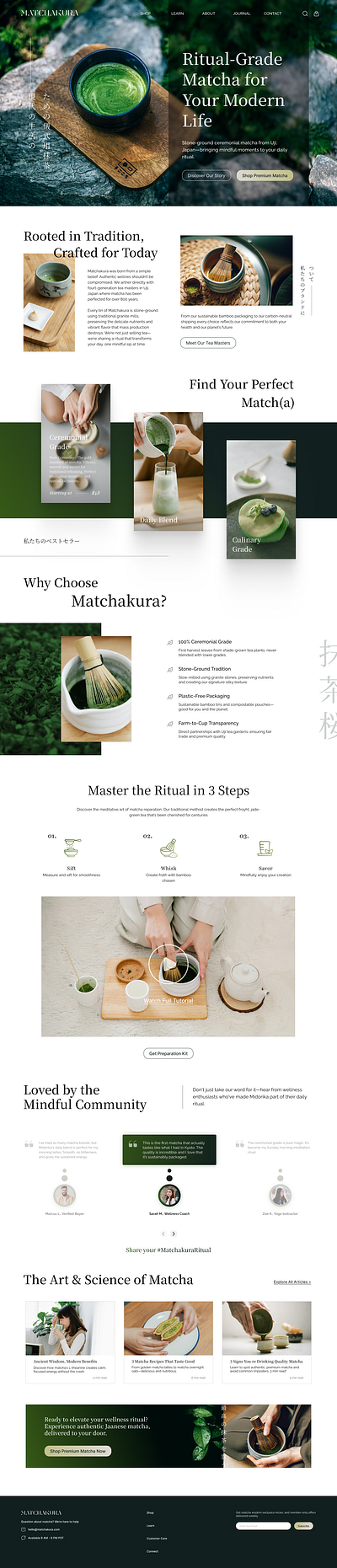 Matchakura - Premium Matcha Brand Homepage Design branding design graphic design homescreen ui ux website