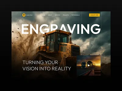 Parkview — Construction Website Design building construction cta hero section landing page minimalist web design modern website real estate real estate web design truck ui uiux web web design web uiux website website design work yellow