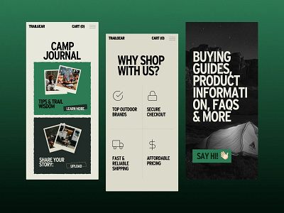 TrailGear E-Commerce Mobile Responsive Design aero aero design agency app design camping camping gear clean ui concept design mobile app mobile store online shopping redesign responsive store ui ui ux design uiux uiux design visual identity website