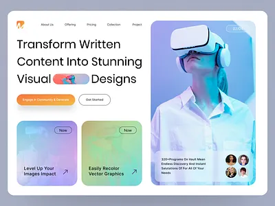 Virtual Reality Services Landing Page Website apple design apple vision pro design home page interface landing page product services startup tech technology ui ux virtual reality vr web web design website website design