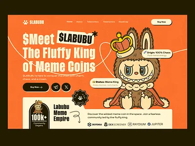 $LABUBU - crypto meme mem token art blockchain crypto cryptocurrency illustration landing page meme meme coin meme coin design meme coin landing page meme coin website meme landing page meme token memecoin website solana token trend ui uidesign website