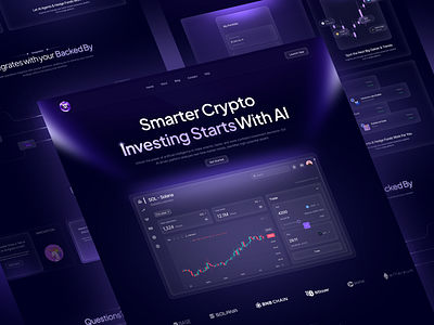 Crypto AI Website ai design ai website blockchain design crypto app crypto dashboard crypto ui crypto website dark mode ui defi design figmadesign fintechui futuristicdesign investingplatform landingpage modernui neumorphism productdesign uidesign uxdesign web3 design