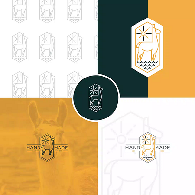 HAND MADE – Minimal Line Art Logo with Sun & Llama Motif brand identity branding design design logo flat graphic design icon illustration line art logo logo design logos logotype minimal minimal logo minimalist modern simple timeless unique