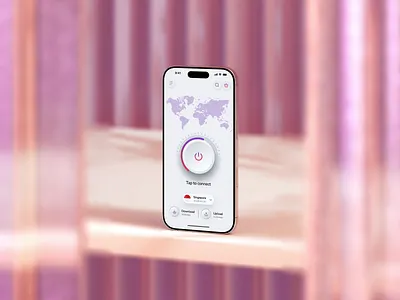 VPN App UI – Connect with One Tap 🌐 app interface clean ui light mode mobile ui power button ui privacy app secure connection server selector speed test uiux vpn app vpn design