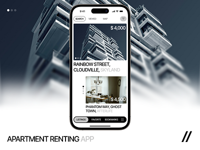 Apartment Renting iOS App Design android apartment black graphic design grey ios mobile mobile ui product design real estate rent renting white