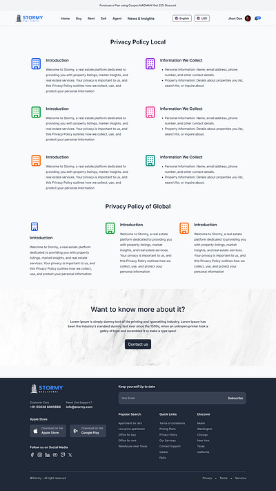 Modern Privacy Policy Page Design