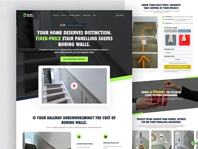 Modern Stair Service Landing Page Design - Website mockup contractor website home improvement home renovation landing page design professional web design responsive web design service business website stair installation stair service ux ui design website for local business