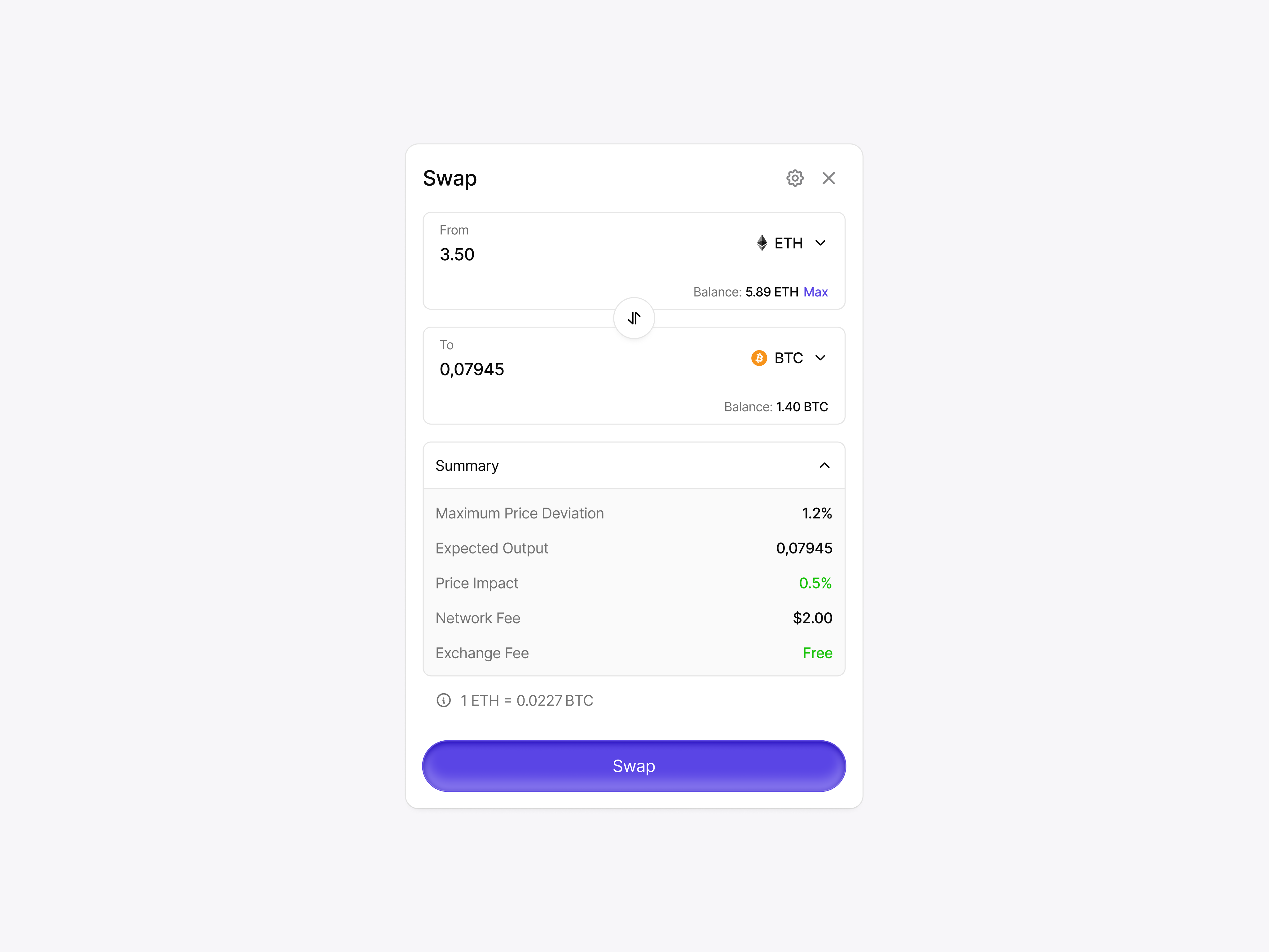 Crypto Swap Module 🔄 branding design illustration minimalist modern ui uidesign uiux user interface userinterface