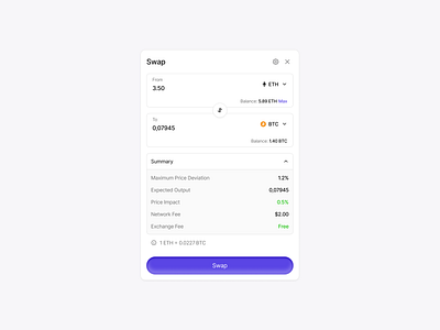 Crypto Swap Module 🔄 branding design illustration minimalist modern ui uidesign uiux user interface userinterface