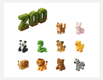 Tiny Zoo World in Voxel Style 3d 3d art 3d design 3d illustration 3d object 3d vector design art design pixel digital art digital illustration illustration pixel pixel art pixel illustration pixel vector vector