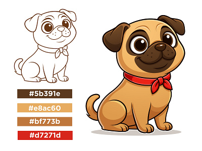 Cute Vector Dog Stock Illustration | Beehaya Studio beehaya studio cartoon cartoon dog cartoon pug cartoon puppy cartoon style clipart cute design dog dog mascot graphic design illustration isolated mascot mascot design pug dog puppy stock vector