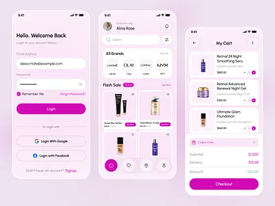 Skin Care Mobile App android beauty app design beauty ecommerce beauty mobile app beauty product app beauty service app beauty store app cosmetics app ios luxary app design makeup mobile app makeup products skin care app design skincare app design